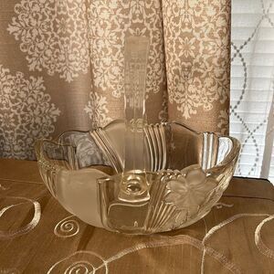 Vintage Mikasa Crystal Satin Flower Basket Bowl With Movable Handle